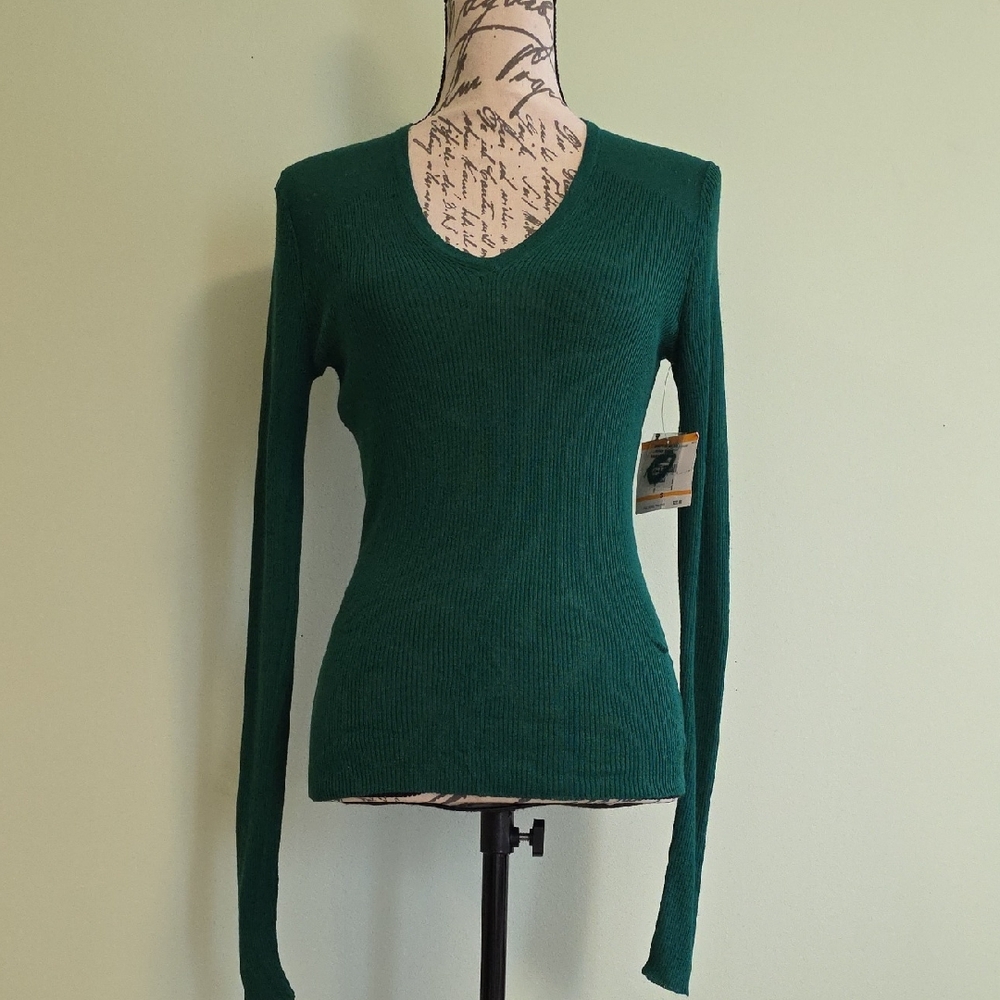 Anne Klein Emerald Green Crew Neck Light Sweater